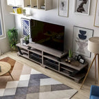 Contemporary Grey 80-Inch 8-Shelf TV Console