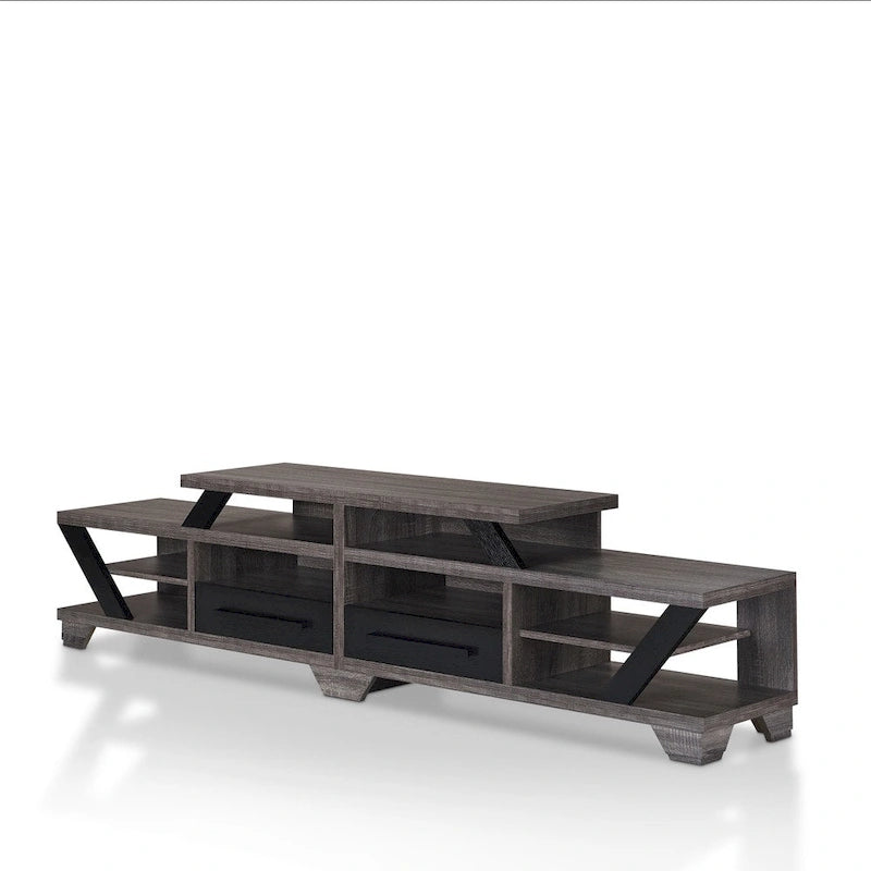 Contemporary Grey 80-Inch 8-Shelf TV Console