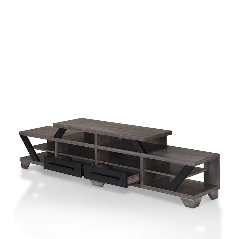 Contemporary Grey 80-Inch 8-Shelf TV Console