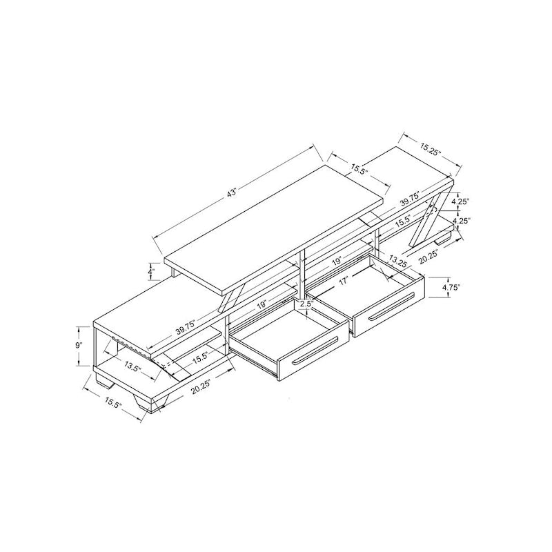 Contemporary Grey 80-Inch 8-Shelf TV Console