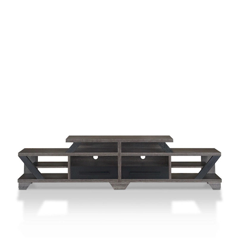Contemporary Grey 80-Inch 8-Shelf TV Console