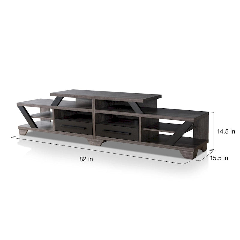 Contemporary Grey 80-Inch 8-Shelf TV Console