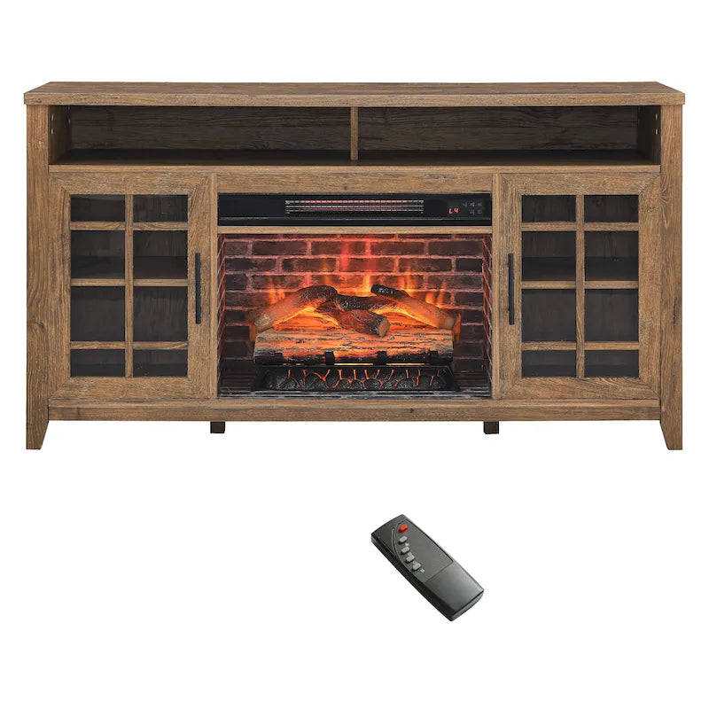 55 in. TV Media Stand with Electric Fireplace Insert and Heater