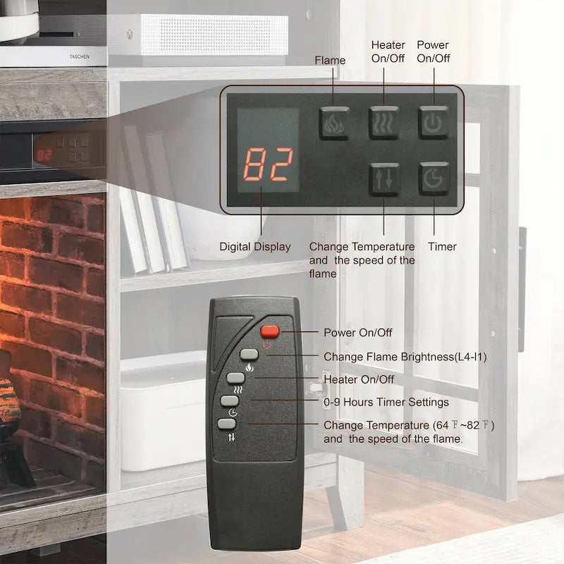 55 in. TV Media Stand with Electric Fireplace Insert and Heater