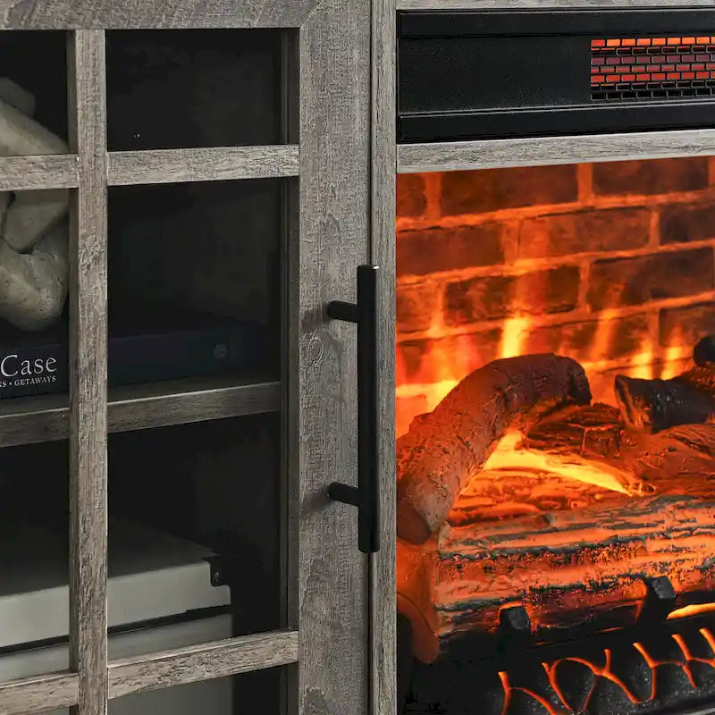 55 in. TV Media Stand with Electric Fireplace Insert and Heater