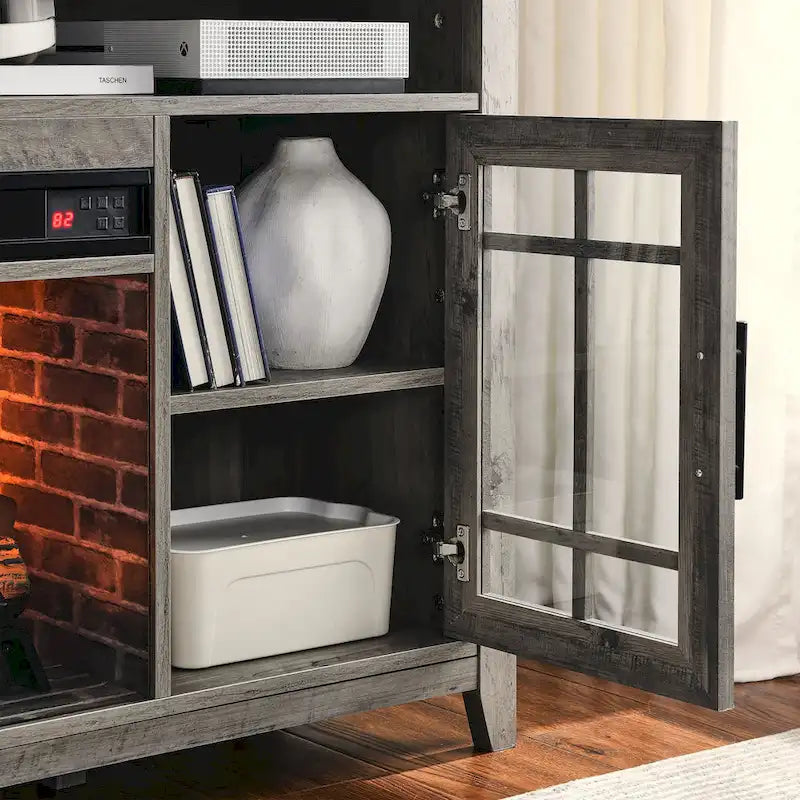 55 in. TV Media Stand with Electric Fireplace Insert and Heater