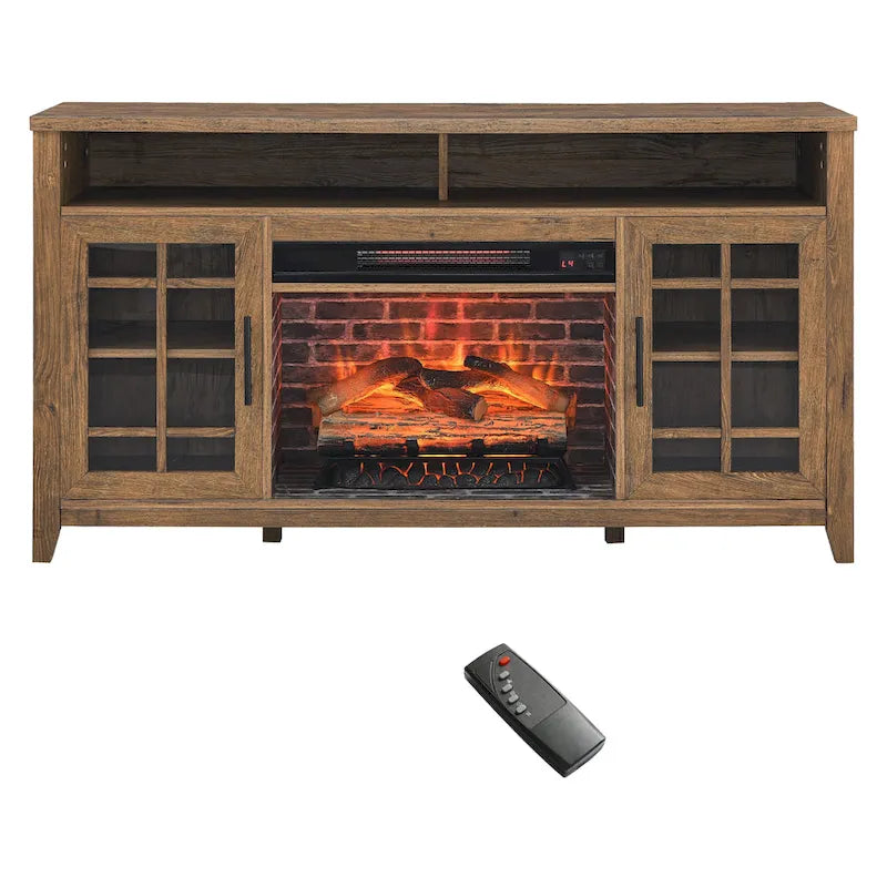 55 in. TV Media Stand with Electric Fireplace Insert and Heater