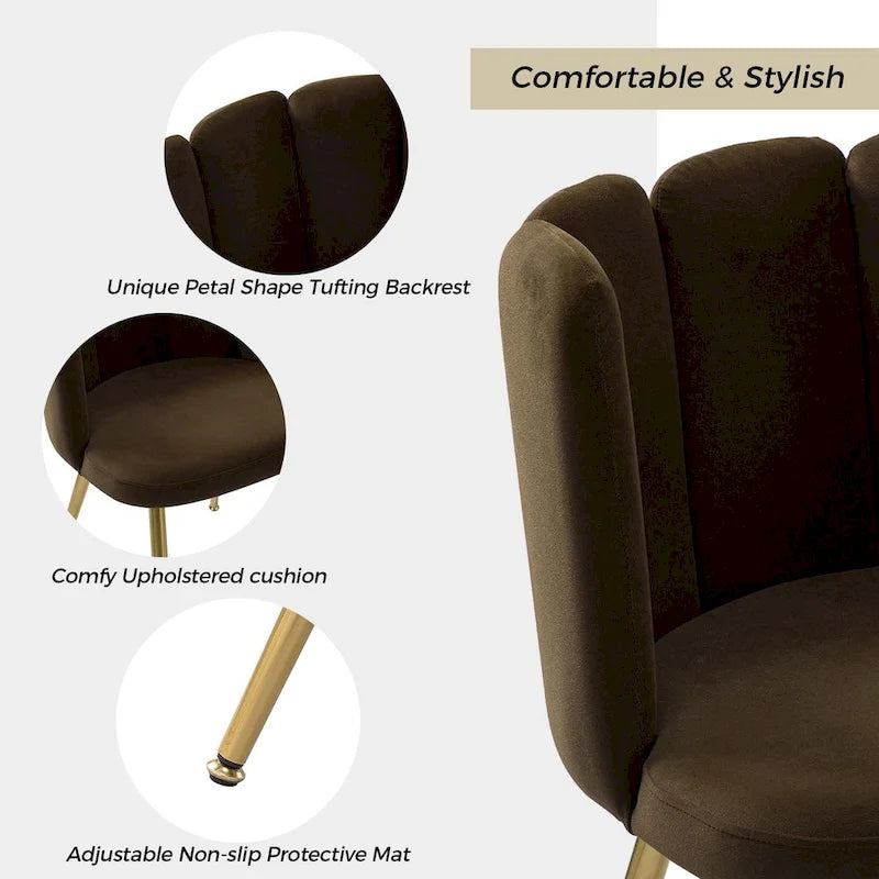 Velvet Tufted Side Chair with Gold Metal Legs