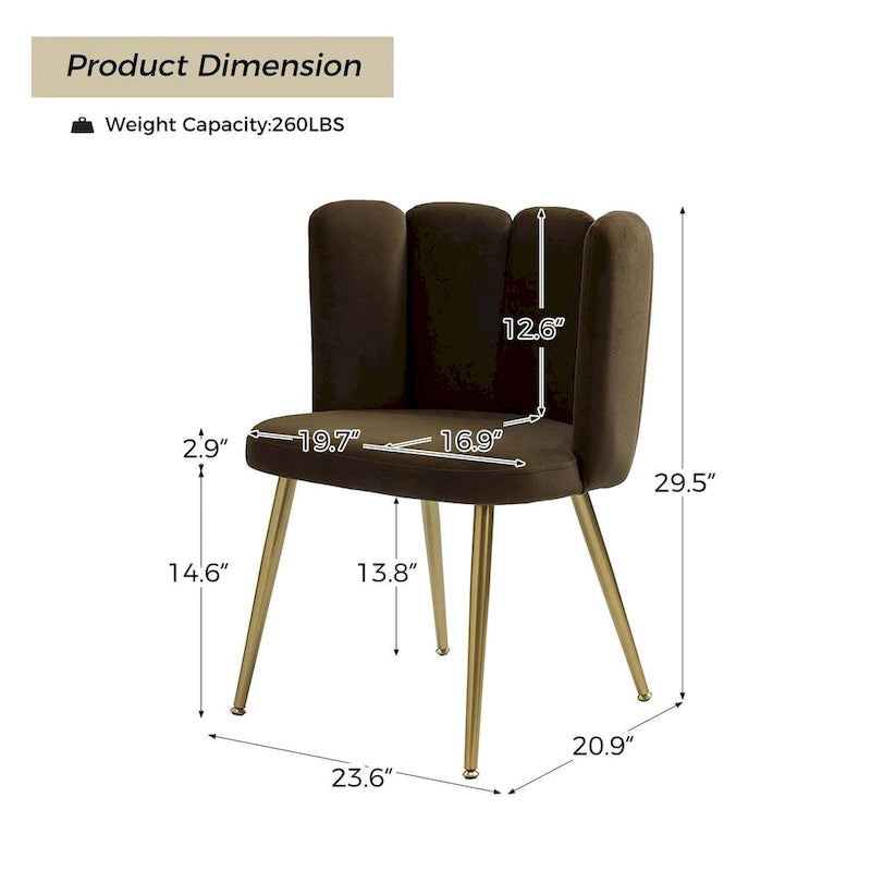 Velvet Tufted Side Chair with Gold Metal Legs