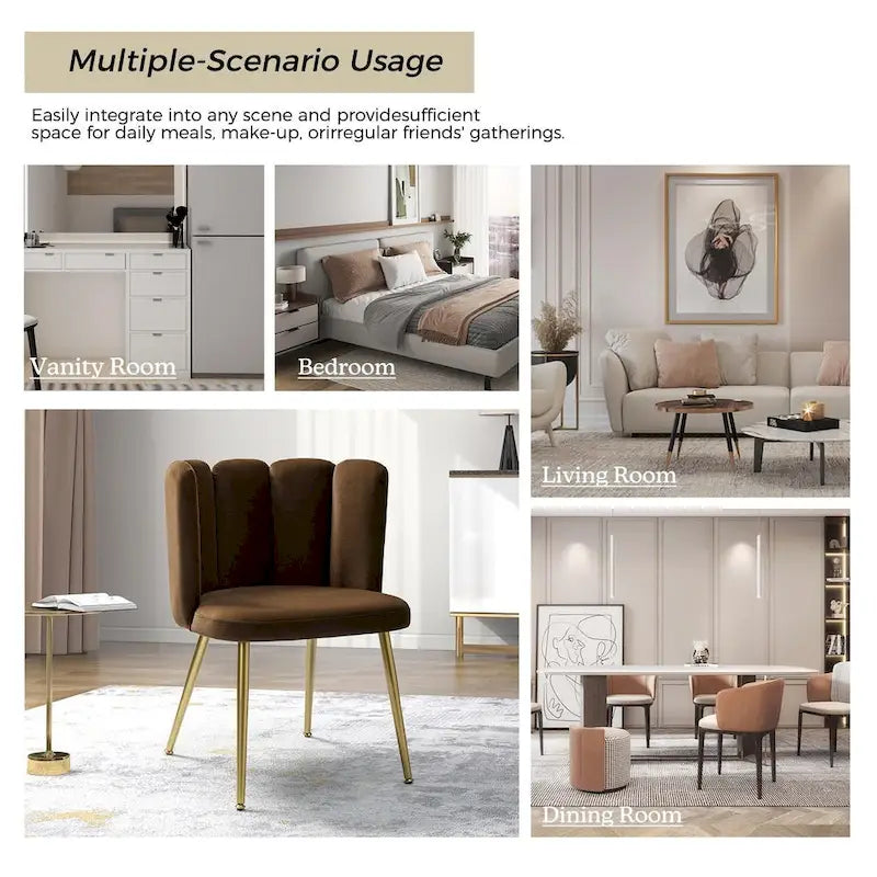 Velvet Tufted Side Chair with Gold Metal Legs