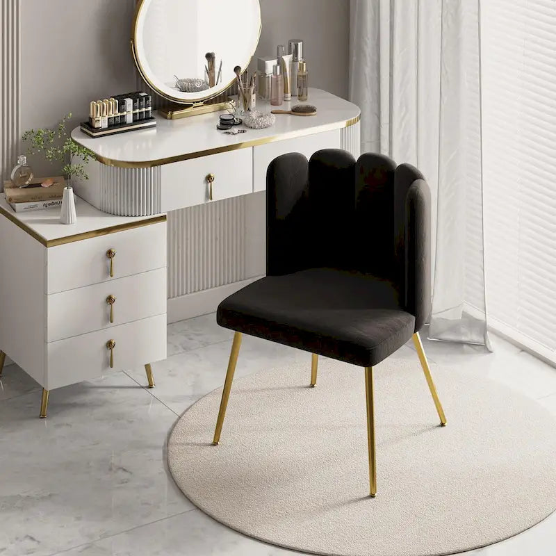 Velvet Tufted Side Chair with Gold Metal Legs