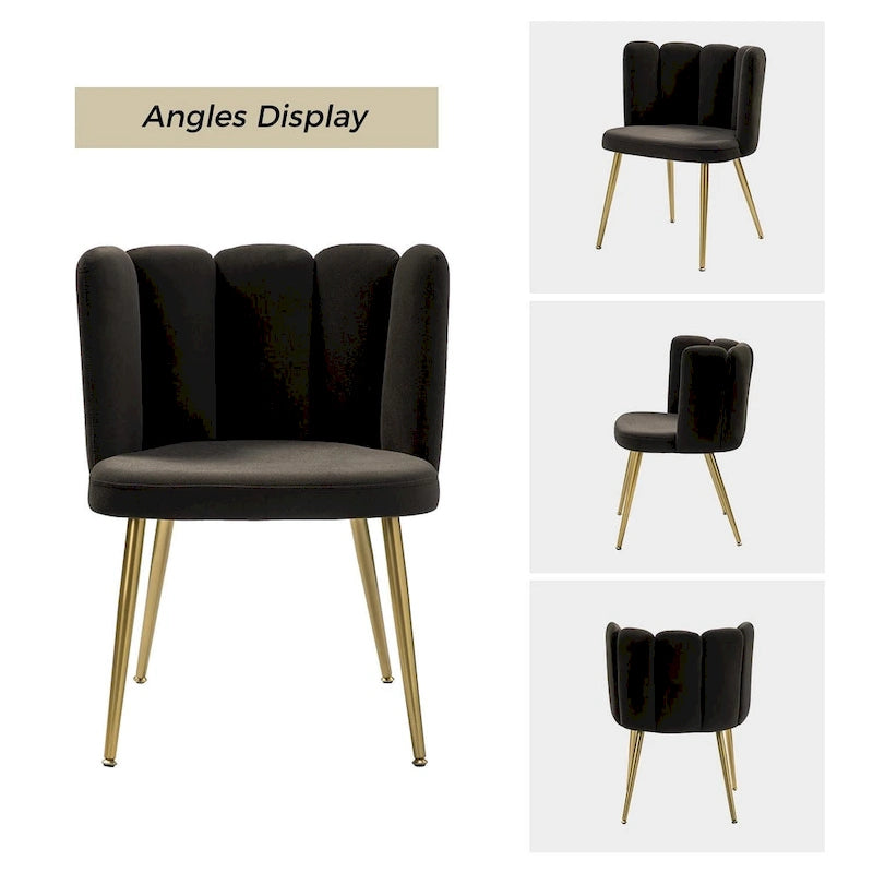 Velvet Tufted Side Chair with Gold Metal Legs