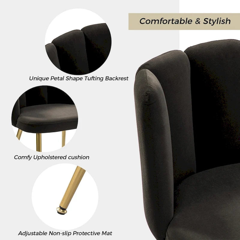 Velvet Tufted Side Chair with Gold Metal Legs
