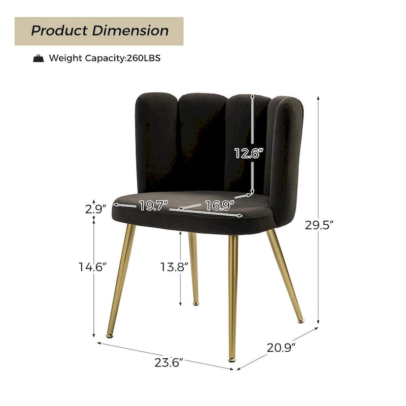 Velvet Tufted Side Chair with Gold Metal Legs