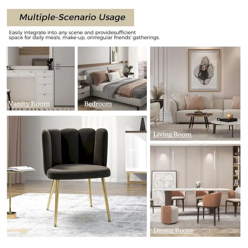 Velvet Tufted Side Chair with Gold Metal Legs