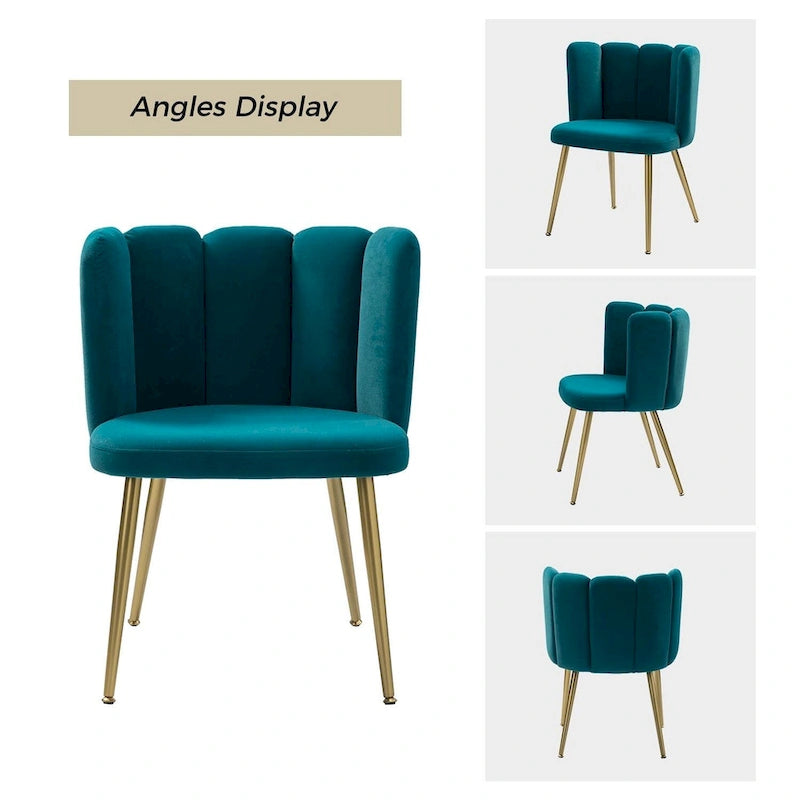 Velvet Tufted Side Chair with Gold Metal Legs