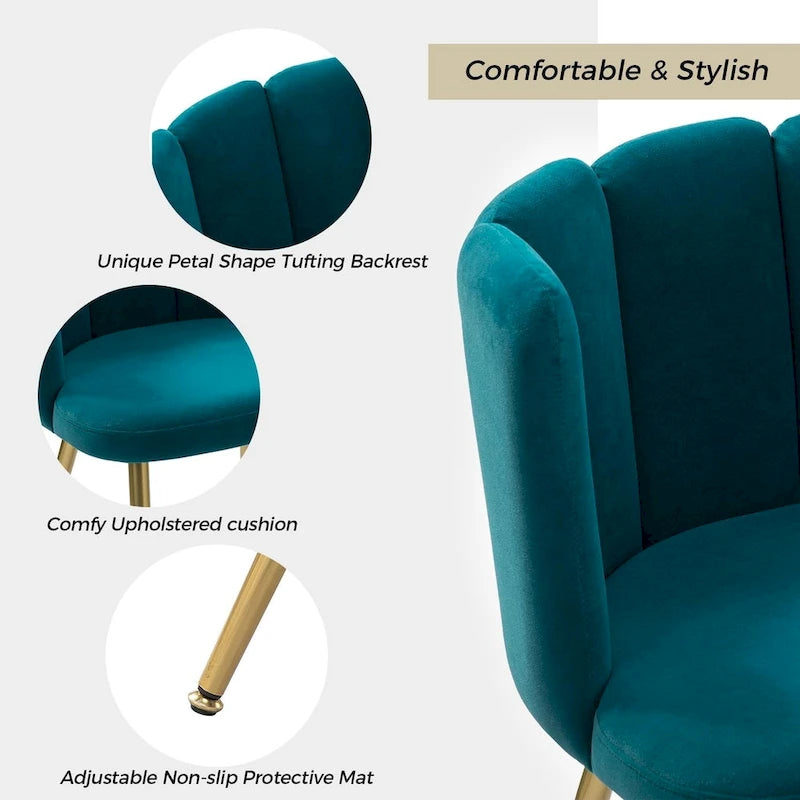 Velvet Tufted Side Chair with Gold Metal Legs