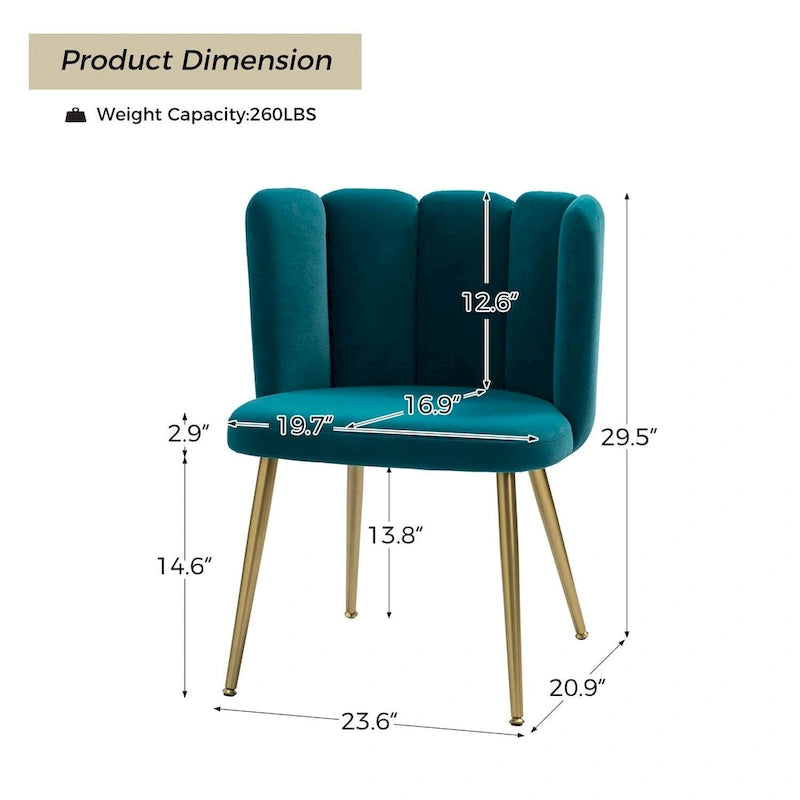 Velvet Tufted Side Chair with Gold Metal Legs