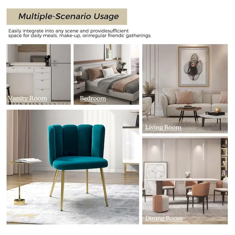 Velvet Tufted Side Chair with Gold Metal Legs