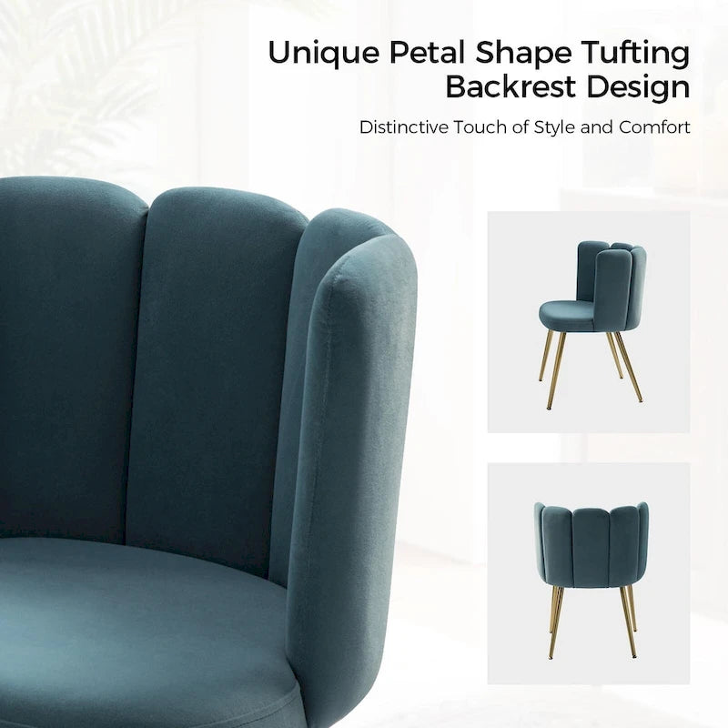 Velvet Tufted Side Chair with Gold Metal Legs