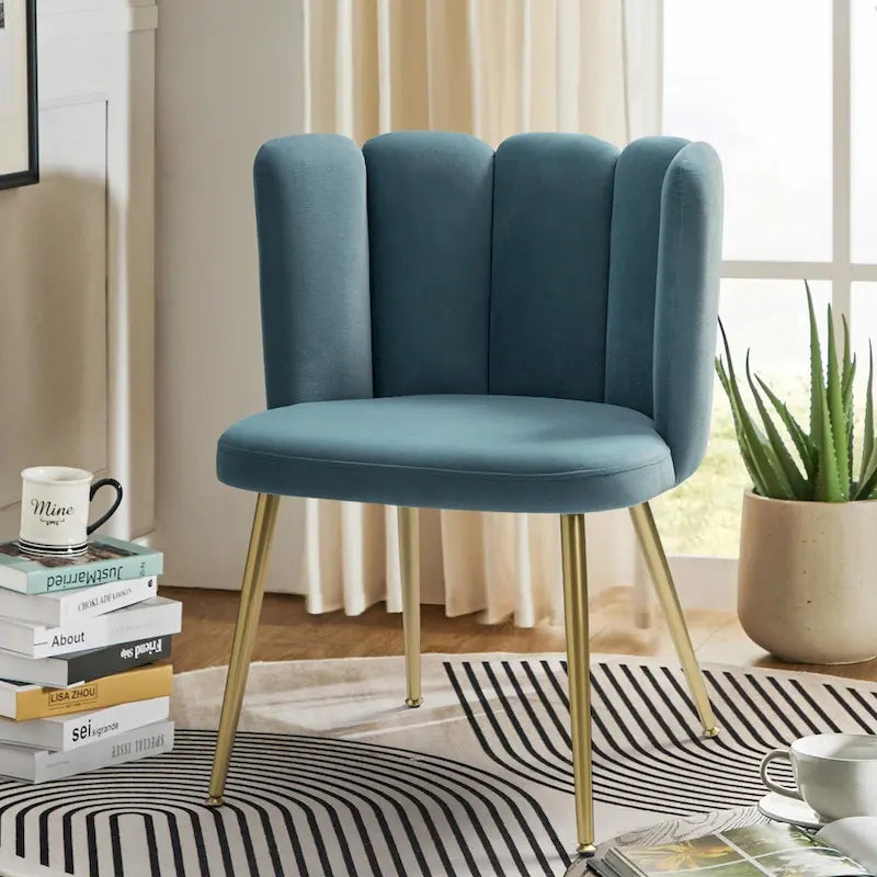 Velvet Tufted Side Chair with Gold Metal Legs