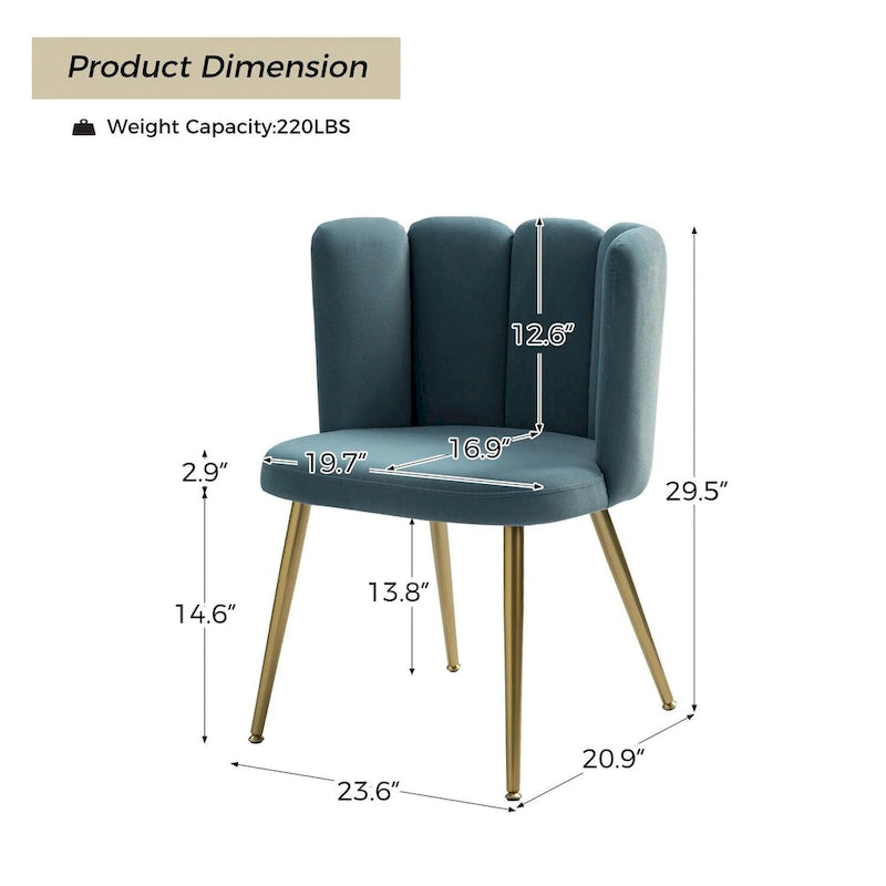 Velvet Tufted Side Chair with Gold Metal Legs