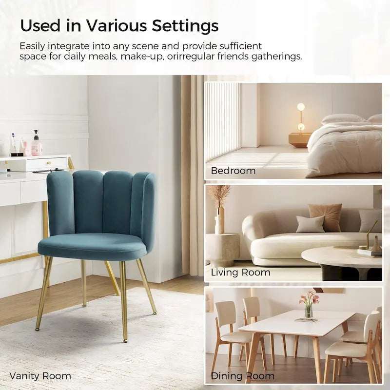 Velvet Tufted Side Chair with Gold Metal Legs