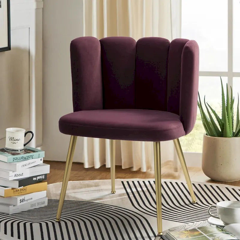 Velvet Tufted Side Chair with Gold Metal Legs