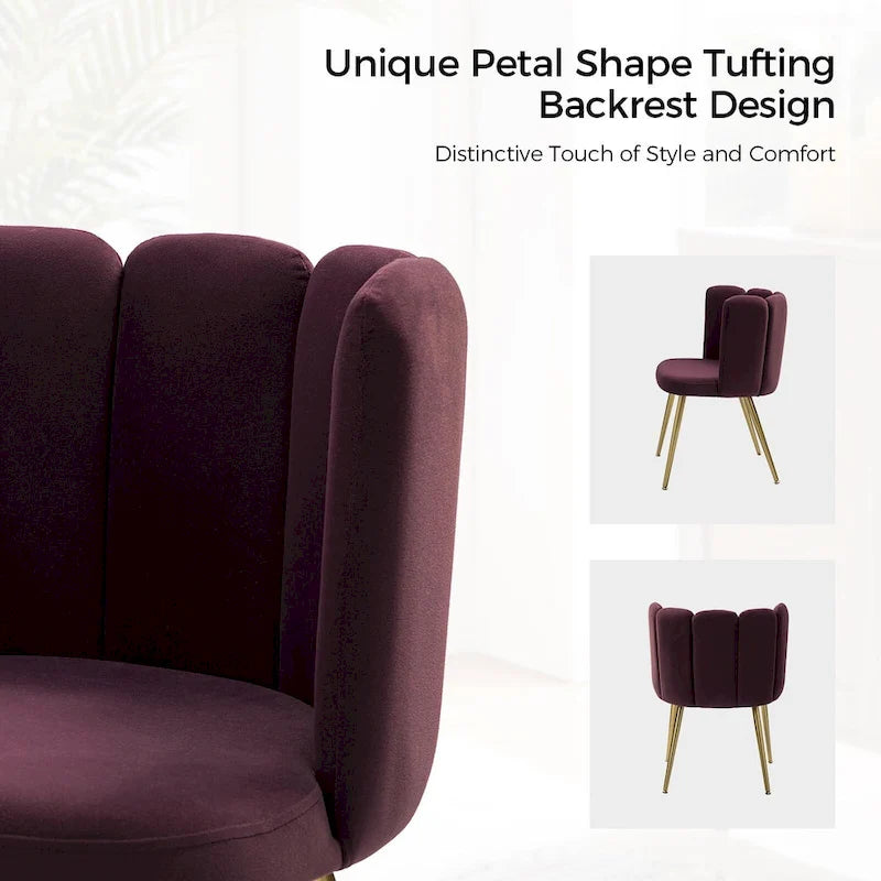 Velvet Tufted Side Chair with Gold Metal Legs