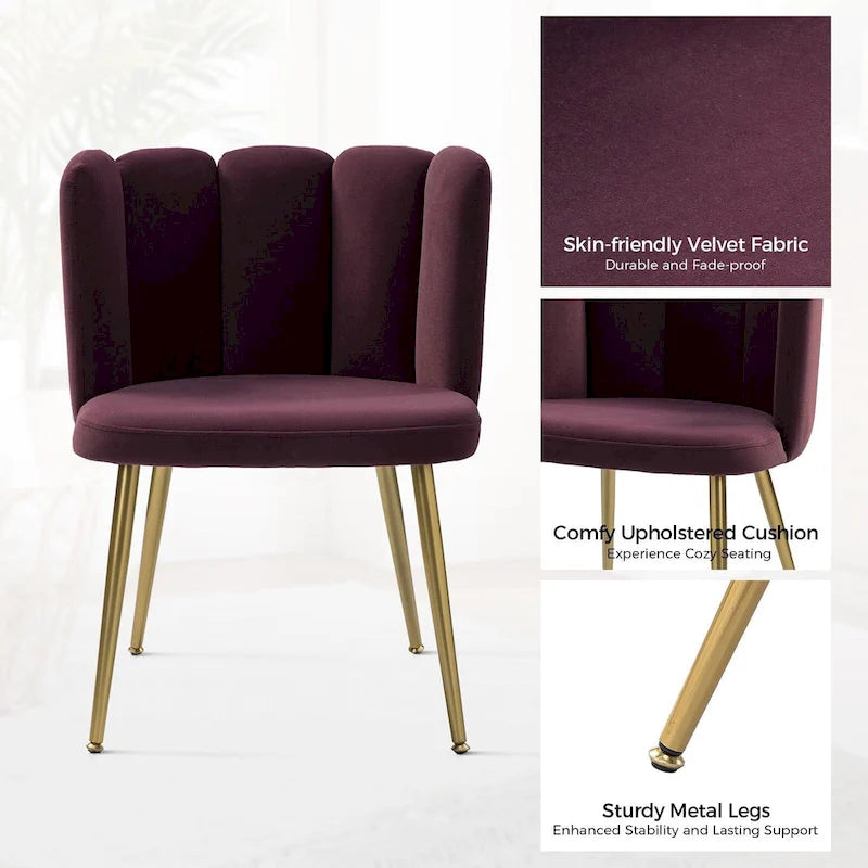 Velvet Tufted Side Chair with Gold Metal Legs