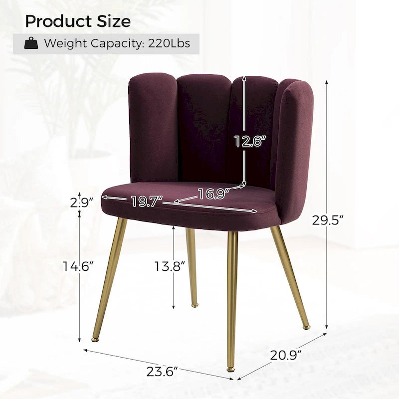 Velvet Tufted Side Chair with Gold Metal Legs