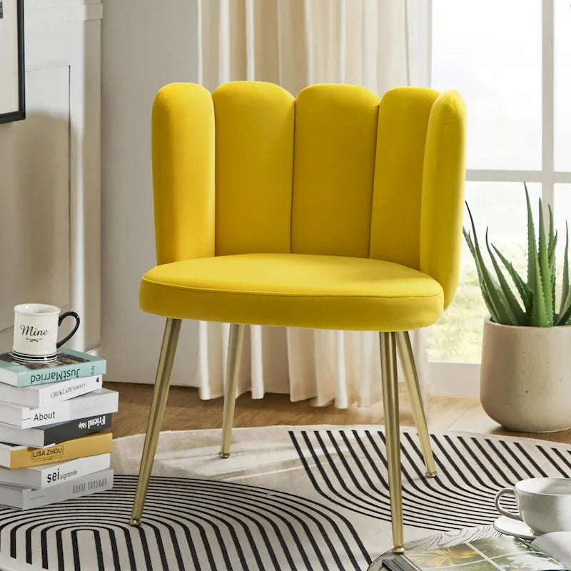 Velvet Tufted Side Chair with Gold Metal Legs
