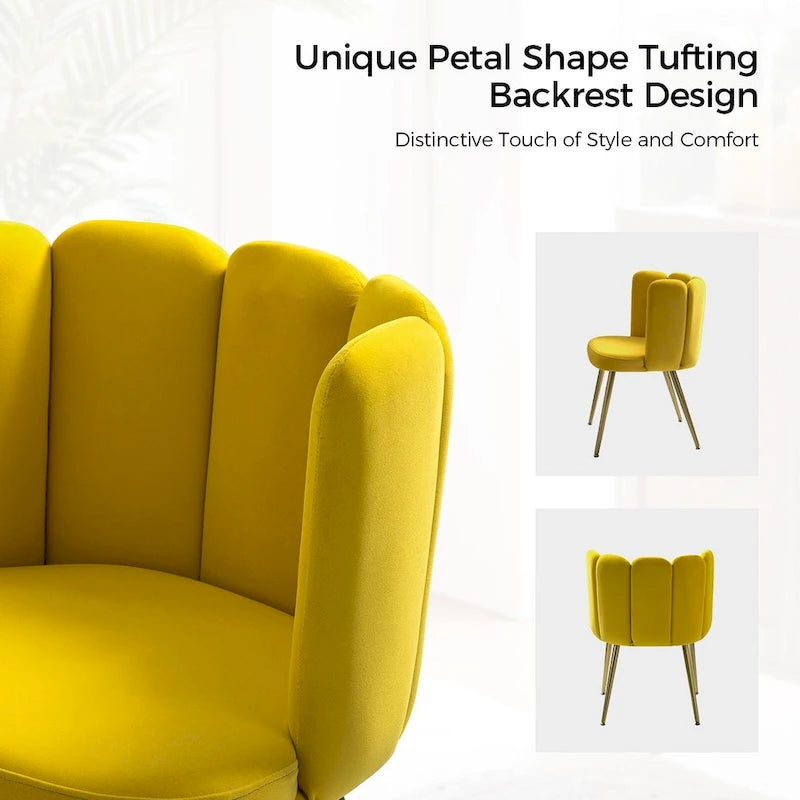 Velvet Tufted Side Chair with Gold Metal Legs