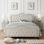 Queen Size Upholstered Tufted Platform Bed