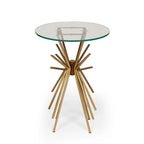 Helios Modern Glam Handcrafted Sunburst Accent Table with Tempered Glass Top by 