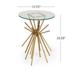Sunburst Accent Side Table with Tempered Glass Top