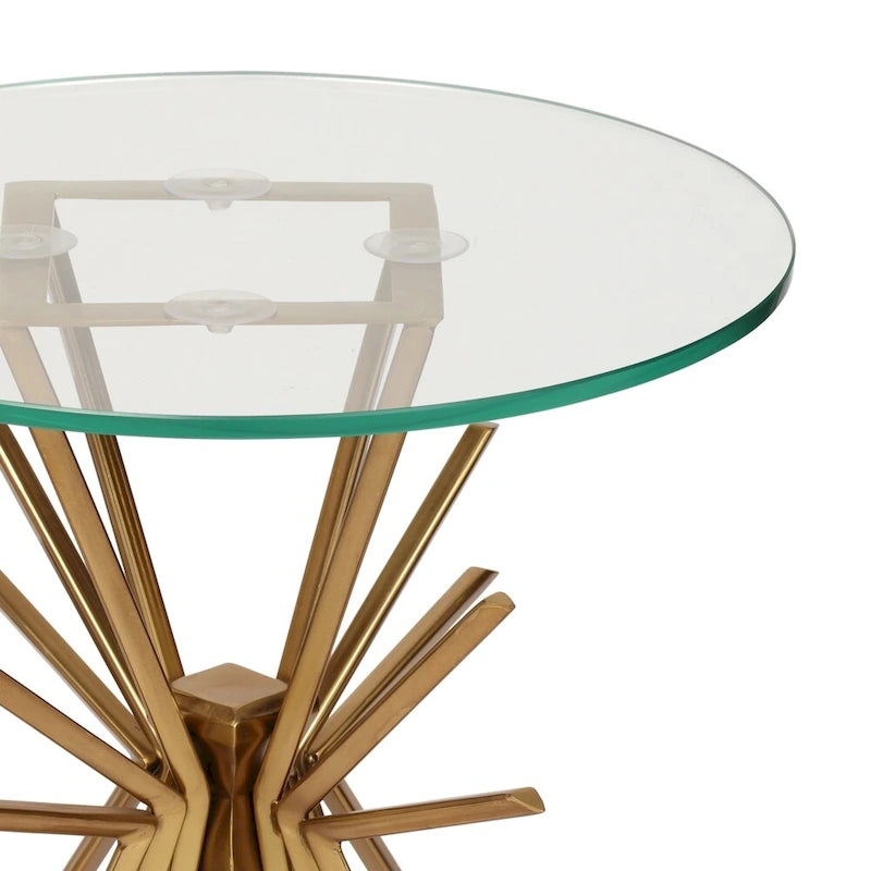 Sunburst Accent Side Table with Tempered Glass Top