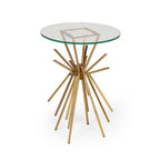 Sunburst Accent Side Table with Tempered Glass Top