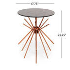 Sunburst Accent Side Table with Tempered Glass Top