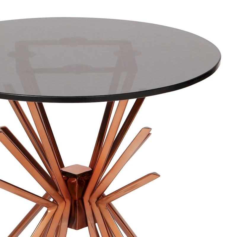 Sunburst Accent Side Table with Tempered Glass Top