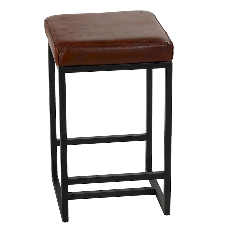 Cognac Backless Counter Stool, Brown