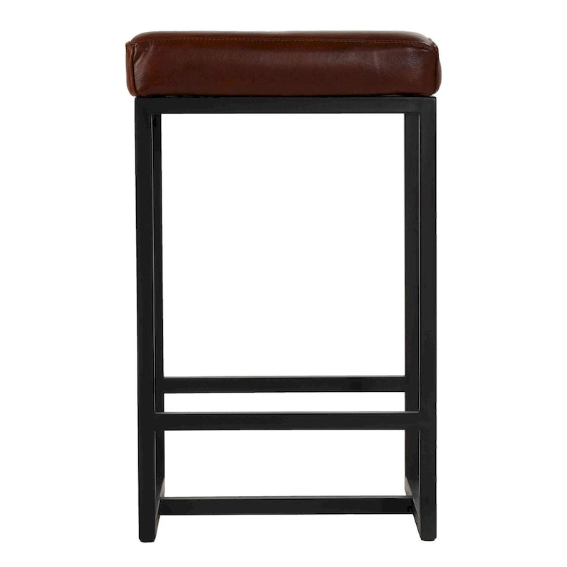 Cognac Backless Counter Stool, Brown