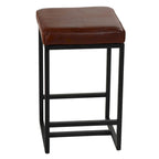 Cognac Backless Counter Stool, Brown