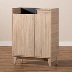 Mid-Century Two-Tone Shoe Cabinet with Drawer and Lift-Top Storage