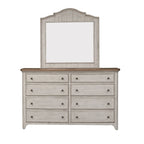 Antique White 8-Drawer Dresser with Chestnut Top