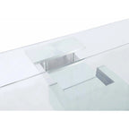 Extendable Glass Top Dining Table with Solid Wood Legs