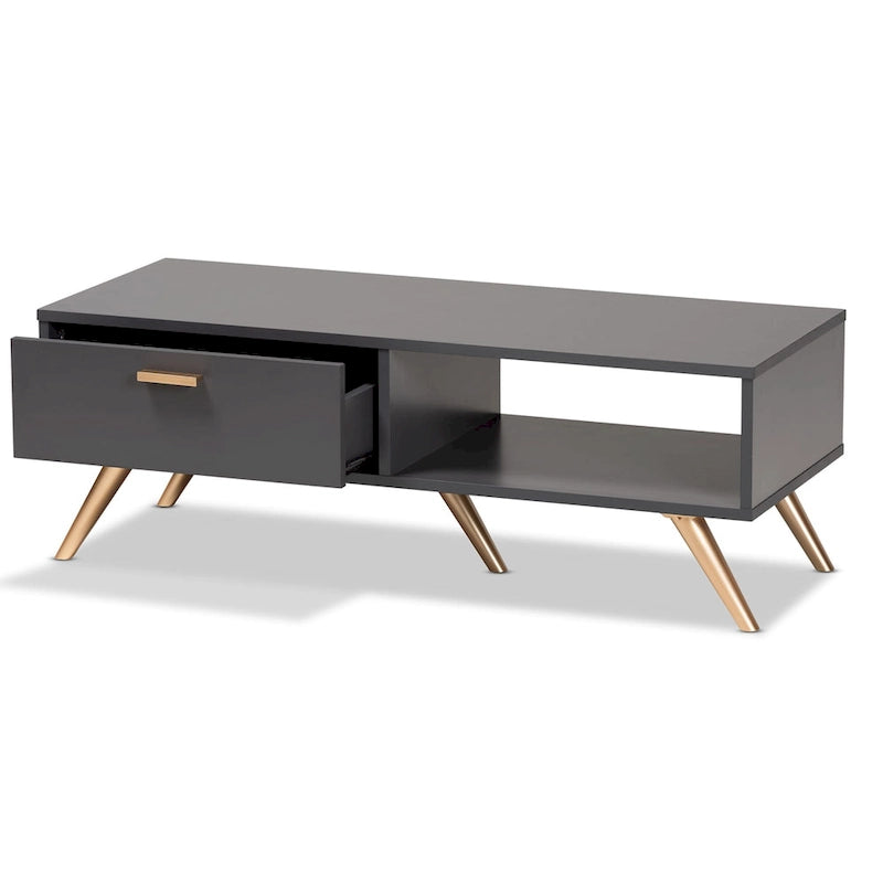 Modern Dark Grey and Gold Coffee Table