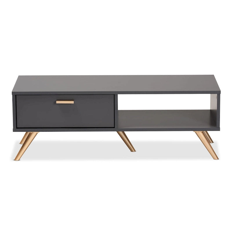 Modern Dark Grey and Gold Coffee Table
