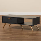 Modern Dark Grey and Gold Coffee Table