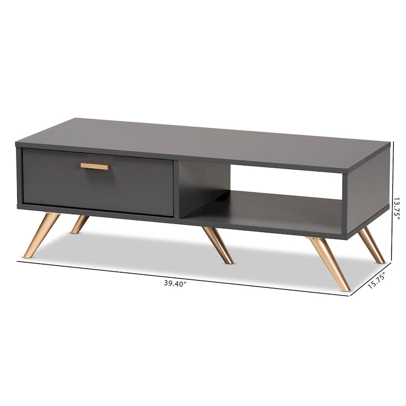 Modern Dark Grey and Gold Coffee Table
